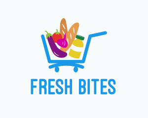 Pushcart - Grocery Supermarket Cart logo design