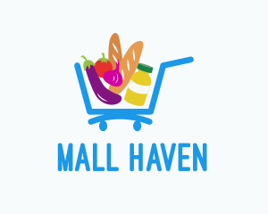 Grocery Supermarket Cart logo design