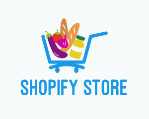 Grocery Supermarket Cart logo design