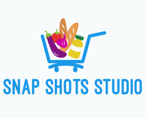 Food Store - Grocery Supermarket Cart logo design