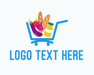 Grocery Supermarket Cart Logo