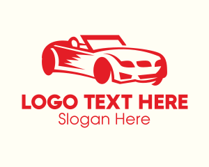 Automobile - Red Convertible Car logo design