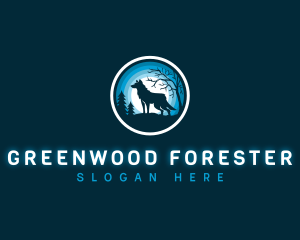 Moon Wolf Forest logo design