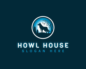 Howl - Moon Wolf Forest logo design