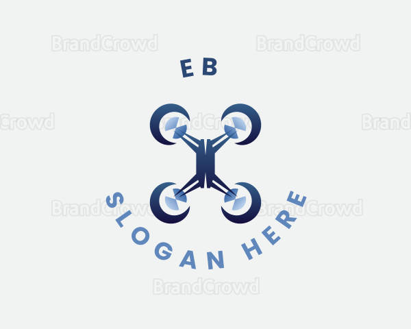 Flying Quadcopter Drone Logo