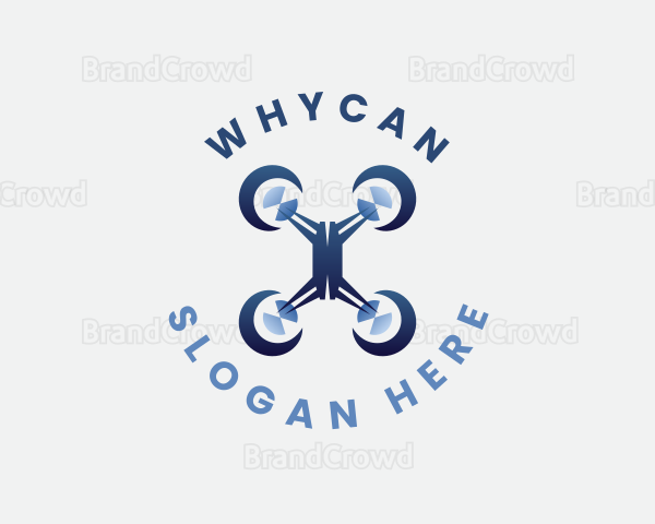 Flying Quadcopter Drone Logo