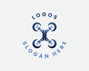 Flying Quadcopter Drone Logo