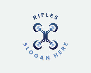 Flying Quadcopter Drone Logo