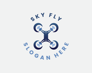 Quadcopter - Flying Quadcopter Drone logo design