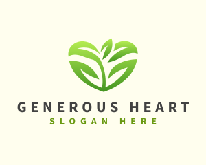 Heart Plant Nature logo design