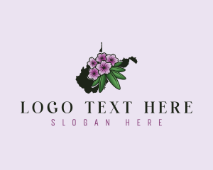 Map - West Virginia Rhododendron Flower logo design