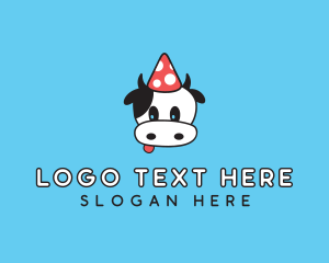 Party Hat - Cow Animal Party logo design