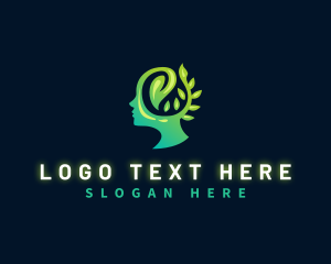 Heart - Leaf  Mental Health Head logo design