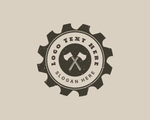 Emblem - Carpentry Axe Saw logo design