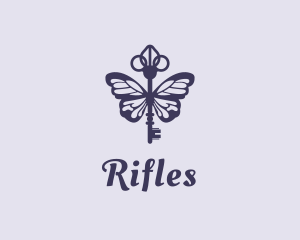 Keysmith - Violet Key Butterfly logo design