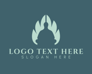 Stretching - Leaf Meditation Yoga logo design