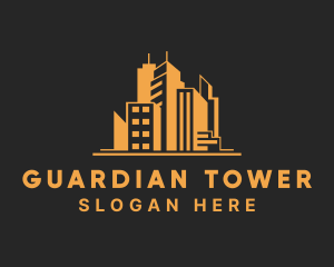 Orange Building Skyline logo design