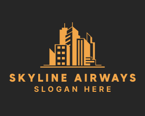 Orange Building Skyline logo design