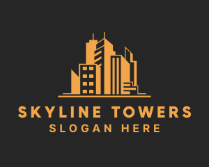 Orange Building Skyline logo design