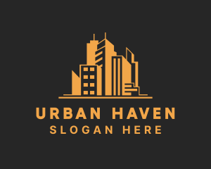 Orange Building Skyline logo design