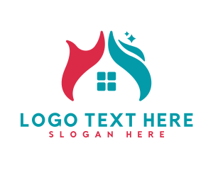Fuel - Heating Cooling House Roof logo design
