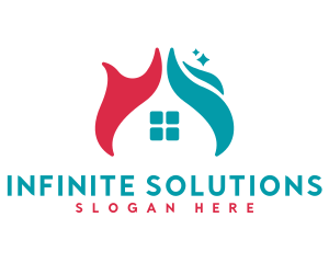 Sustainability - Heating Cooling House Roof logo design