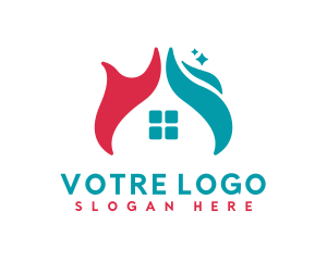 Industry - Heating Cooling House Roof logo design