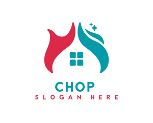 Heating - Heating Cooling House Roof logo design