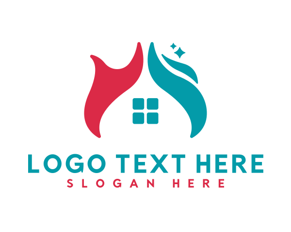 Sustainable - Heating Cooling House Roof logo design