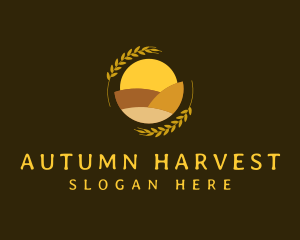 Sunset Field Wheat Grain logo design