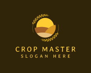 Harvester - Sunset Field Wheat Grain logo design