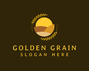 Grain - Sunset Field Wheat Grain logo design