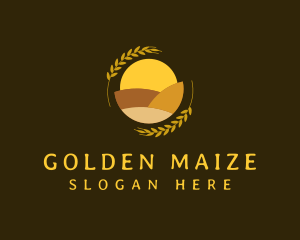 Sunset Field Wheat Grain logo design