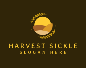 Sunset Field Wheat Grain logo design