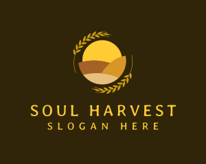 Sunset Field Wheat Grain logo design