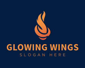 Fiery Wings Flame logo design