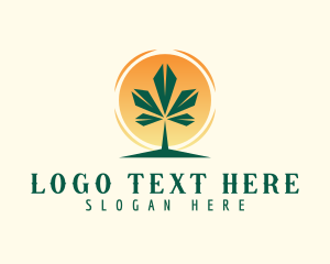 Botanical - Weed Leaf Sunrise logo design