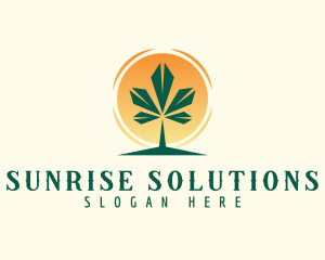 Weed Leaf Sunrise logo design