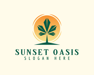 Weed Leaf Sunrise logo design