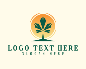 Medical - Weed Leaf Sunrise logo design