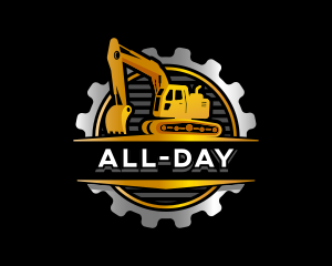 Emblem - Excavator Digging Construction logo design