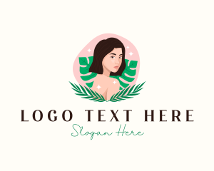 Massage - Woman Face Nature logo design