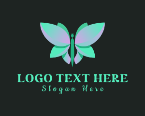 Insect - Green Butterfly Wing logo design
