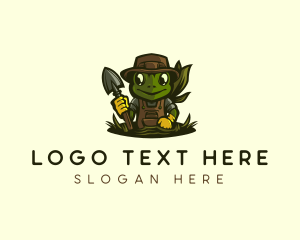 Hat - Frog Landscaping Shovel logo design