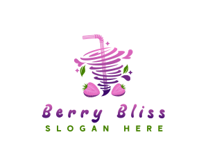 Strawberry Juice Drink logo design