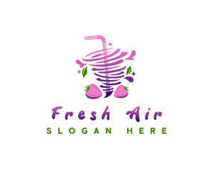 Strawberry Juice Drink logo design