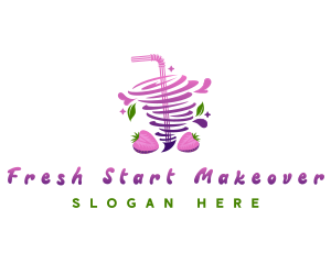 Strawberry Juice Drink logo design