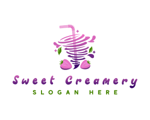 Strawberry Juice Drink logo design