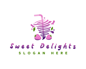 Strawberry Juice Drink logo design