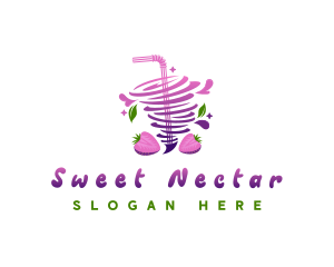 Strawberry Juice Drink logo design